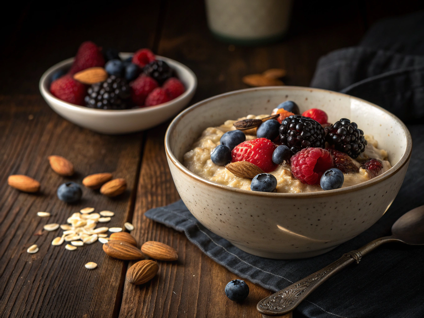 Desayuno Energético de Avena Nocturna con Bayas y Almendras