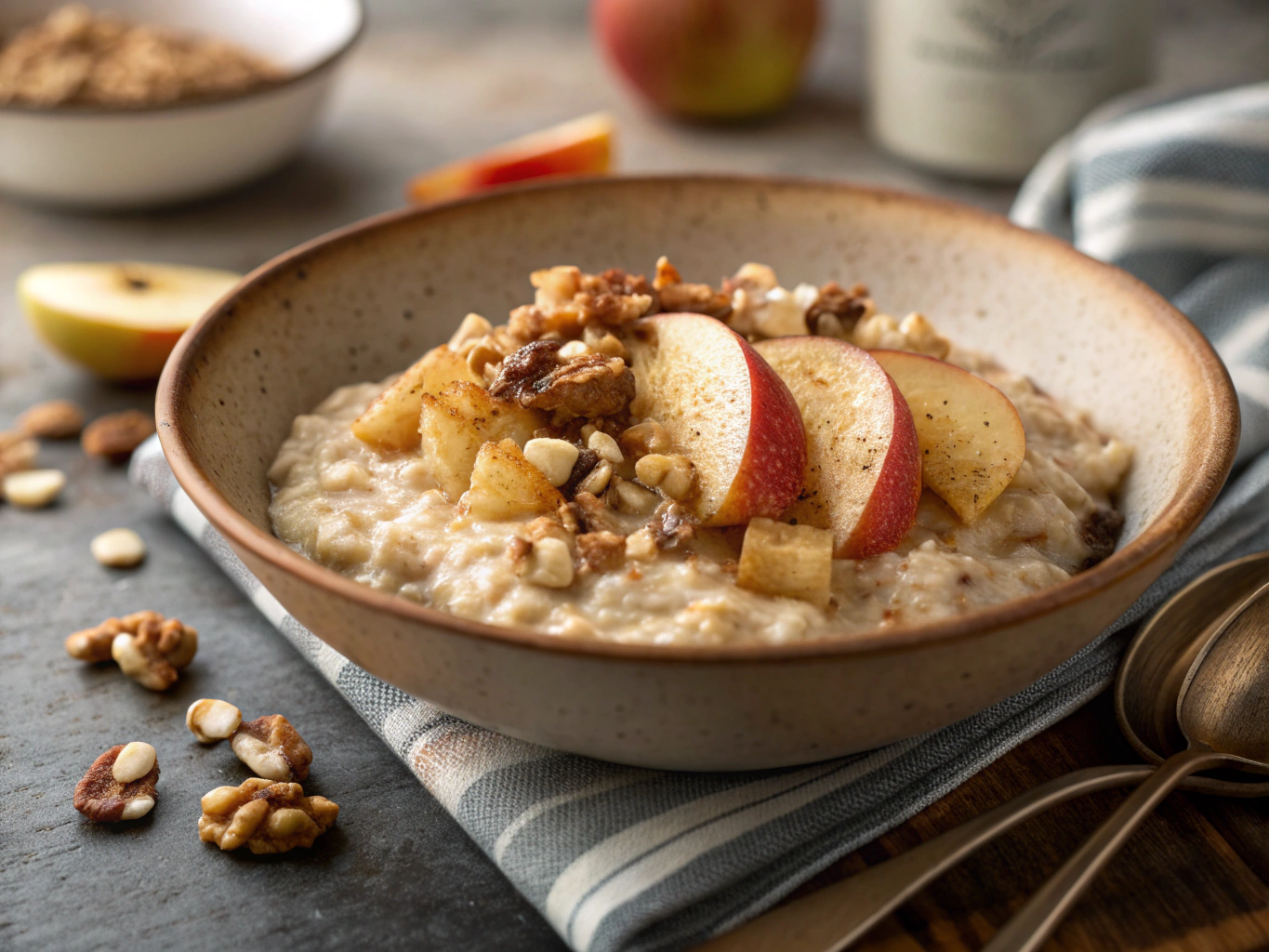 Porridge Cremoso de Avena con Manzana y Nueces
