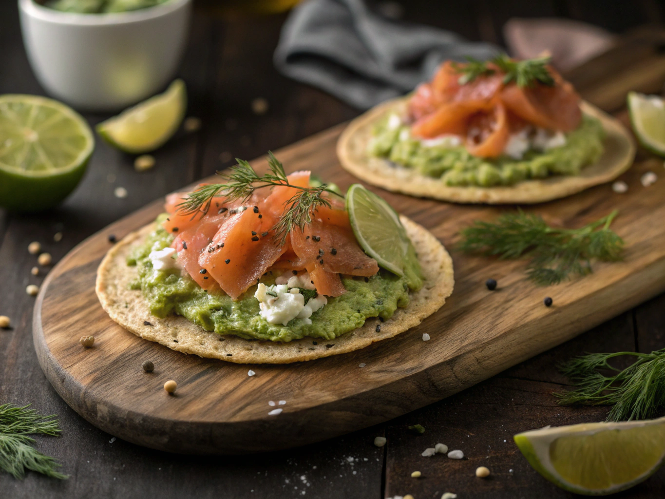 Tostadas de Salmón Ahumado y Aguacate con Eneldo